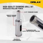 A drill bit with the words drilax diamond drill bit