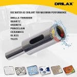 A drill is shown with the words drilax on it.