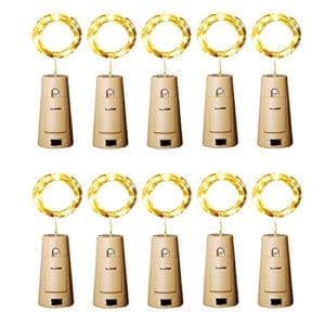 A set of 1 0 wine bottle lights with cork