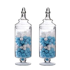 Livejun Glass Apothecary Jars Clear Elegant Decorative Buffet Jars Wedding Candy Organizer Storage Canisters Small Home Decor 2 Pcs