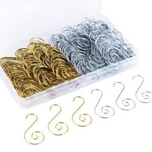 ilauke Christmas Ornament Hanger Hooks 240pcs Silver & Gold Swirl Decorative Ornament Hooks Hang Holiday Decorations Hanger from Trees, Garlands and Wreaths