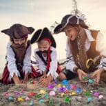 A group of people dressed as pirates and some eggs