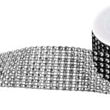 A roll of black and white tape with a pattern on it.