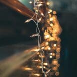 A string of lights hanging from the ceiling.