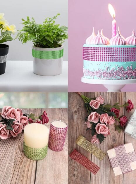 8104xYJ7kbS._AC_SL1500_ A collage of four different pictures with flowers and candles.