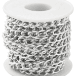 A spool of chain is shown with the end rolled up.