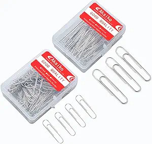 220pcs Silver Paper Clips, Medium and Jumbo Size (1.3 inch & 2 inch) Office Paperclips – with Storage Box in Each Size for Easy Storage
