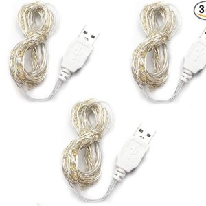 3Pack Fairy Lights USB Powered String Lights Warm Yellow 2 Meters 20 lamp Beads Led Christmas Lights Fairy String Lights led Light String(Warm Yellow-2m)