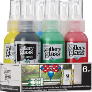 Gallery Glass, Basic Stained Kit, 6 Piece Glass Paint Set for DIY Arts and Crafts, Perfect for Beginners and Artists, 1 Count (Pack of 1)