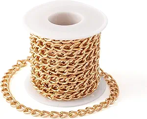 Craftdady 16.4 Feet Aluminum Curb Chain Link Gold Twisted Cable Cross Chain Unwelded 10×6.5mm with Spool for Bracelet Necklace Tassel Earring Jewelry Making Craftdady 16.4 Feet Aluminum Curb Chain Link Gold Twisted Cable Cross Chain Unwelded 10×6.5mm with Spool for Bracelet Necklace Tassel Earring Jewelry Making
