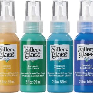 Gallery Glass PROMOGGJL22 Jewel Tones Stained Glass Painting Kit, 8 Piece Glass Paint Set for DIY Arts and Crafts, Perfect for Beginners and Artists