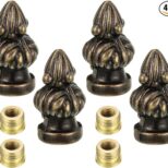 Decorative finials with brass inserts, ideal for curtain rods or furniture.