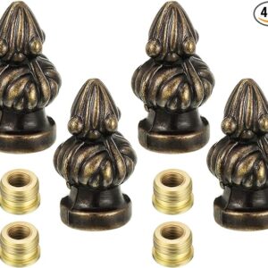 Mudder 4 Pack Lamp Finial Cap Knob Antique Brass Lamp Finial Thread 1-3/8 Inch High Retro Decorations