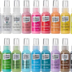 Gallery Glass Window Acrylic Craft Paint Set Formulated to be Non-Toxic, Perfect for Beginners and Artists, Eighteen Bottles, 2 Ounce, Assorted Colors 2, 2 Fl Oz (Pack of 18)