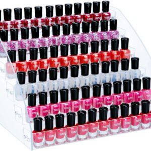 KINGROW Nail Polish Organizer Holder Rack 6 Layers Acrylic Display Rack Eyeglasses Shelf Essential Oils Ink Storage Holds Up to 96 (Fit 1-2oz Bottles)