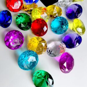 26pcs Acrylic Diamond Vase Fillers, 1.57 Inch Colorful Super Shiny Stones, Man-Made Diamond Crystal Gems for Table Accessories, Weddings, Parties, Easter Events, Crafts, Birthday Decorations
