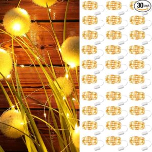 ZSJWL 30 Pack Fairy Lights Battery Operated Warm White,7Ft 20LED Mini String Light, Waterproof Twinkle Light Silver Copper Wire Lights for Wedding Party Bedroom Christmas Table Decoration